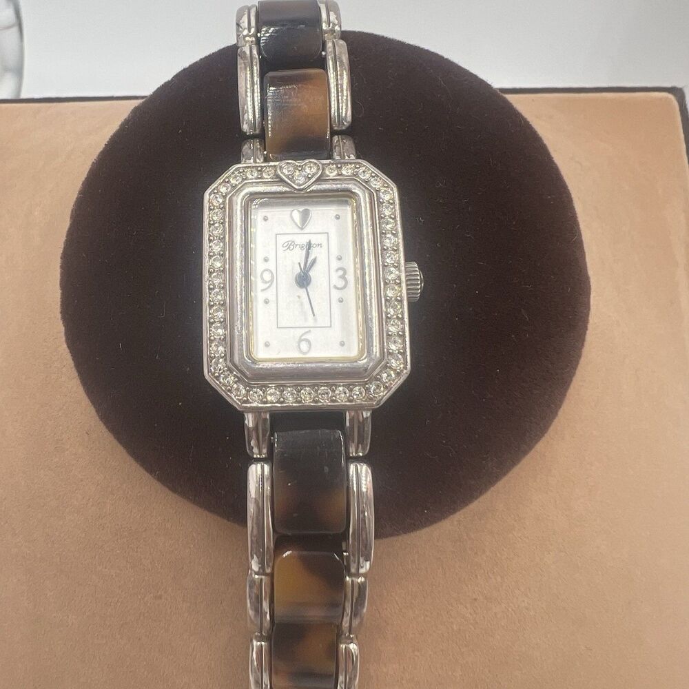 Vintage Brighton Encino Tortoise Shell Rhinestone 23mm Ladies Watch NEW BATTERY